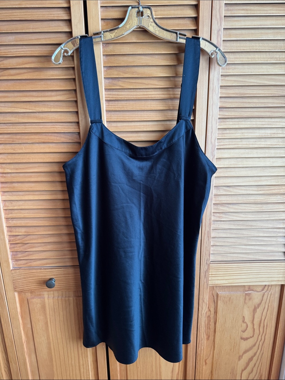 Sleek Black Satin Slip Dress